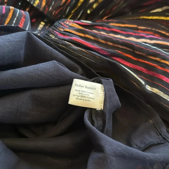 Roller Rabbit Janni Rainbow Lurex Stripe Tiered Dress Dark Navy Size XS NWT - Picture 11 of 13